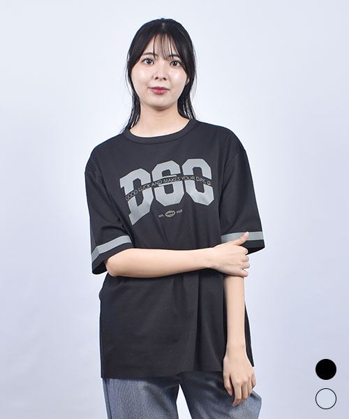 D.S.CLUB ロゴプリント 5分袖  Tシャツ