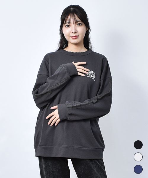 【スウェット トレーナー / 裏毛プルオーバー】 シンプル レース トレーナー