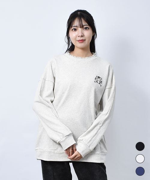 【スウェット トレーナー / 裏毛プルオーバー】 シンプル レース トレーナー