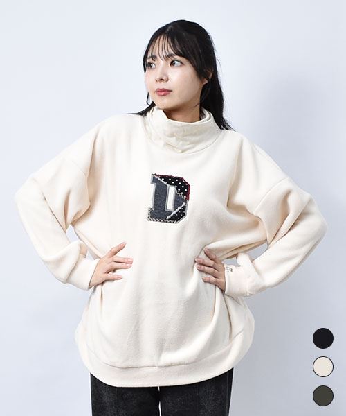 【スウェット トレーナー / フリース】 タートルネック アップリケ トレーナー