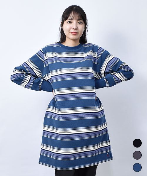 【チュニック】 マルチボーダー チュニック