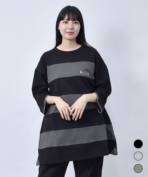 【チュニック】 太ボーダー チュニック