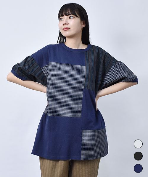 【Tシャツ】 アシンメトリー 切替 Tシャツ