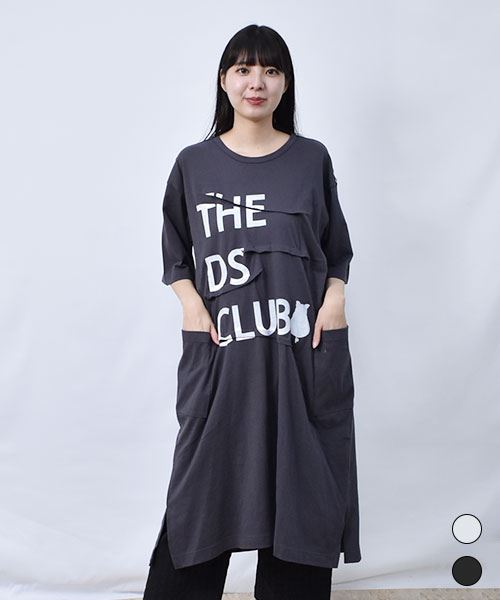 【ワンピース】 タックプリント カジュアル ワンピース