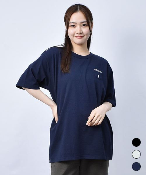【Tシャツ】 ギンガムアップリケ シンプル Tシャツ