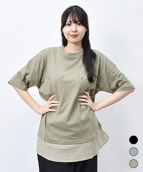 【Tシャツ】 ならびブタ レイヤード Tシャツ