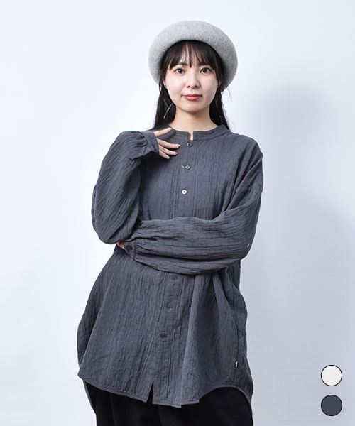 【シャツ】 シンプル ジャガード シャツ