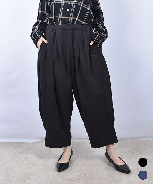 fu-ai 裾脇タック 9部丈 ゆったり パンツ