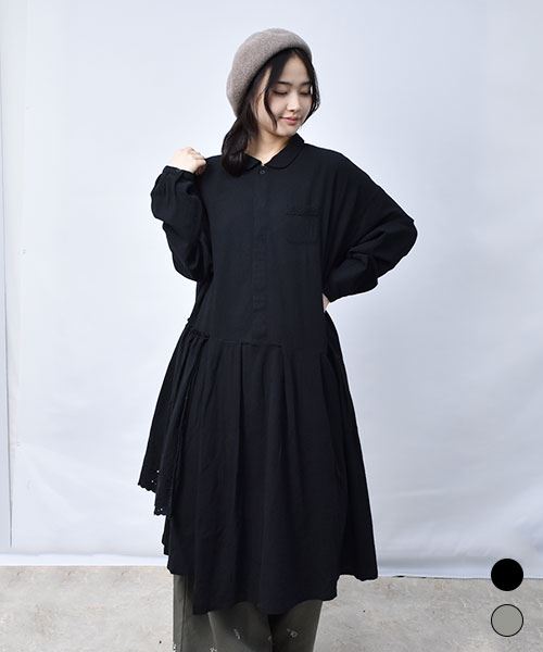 アシンメトリー ロング シャツワンピース