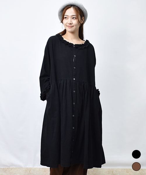 【ワンピース】 ワッシャー フリル ワンピース
