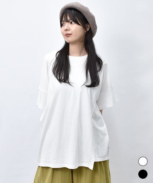 【チュニック】 シャーリングギャザー ドット チュニック